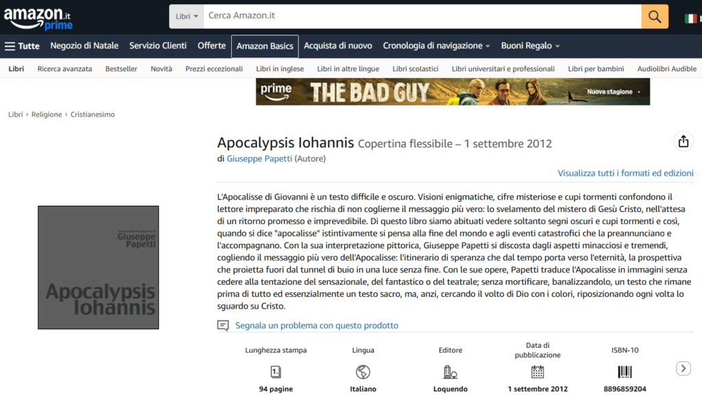 Libro Apocalypsis Iohannis - L'Apocalisse di Giovanni, di Giuseppe Papetti, su Amazon