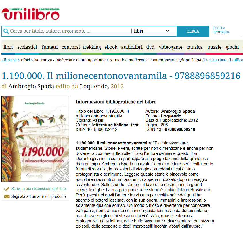 Il Milionecentonovantamila di Ambrogio Spada su Unilibro