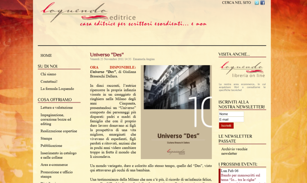 Il libro Universo Des di Giuliana Braseschi Dallera sul sito di Loquendo editrice