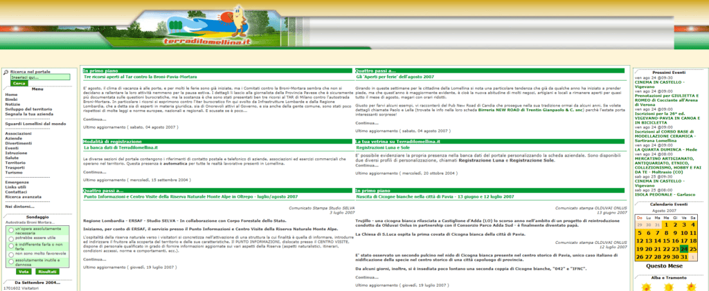 Portale web Terra Di Lomellina: uno screenshot