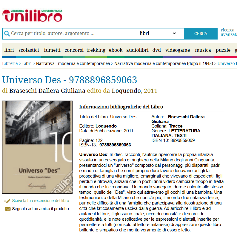 Libro Universo Des di Giuliana Braseschi Dallera su Unilibro